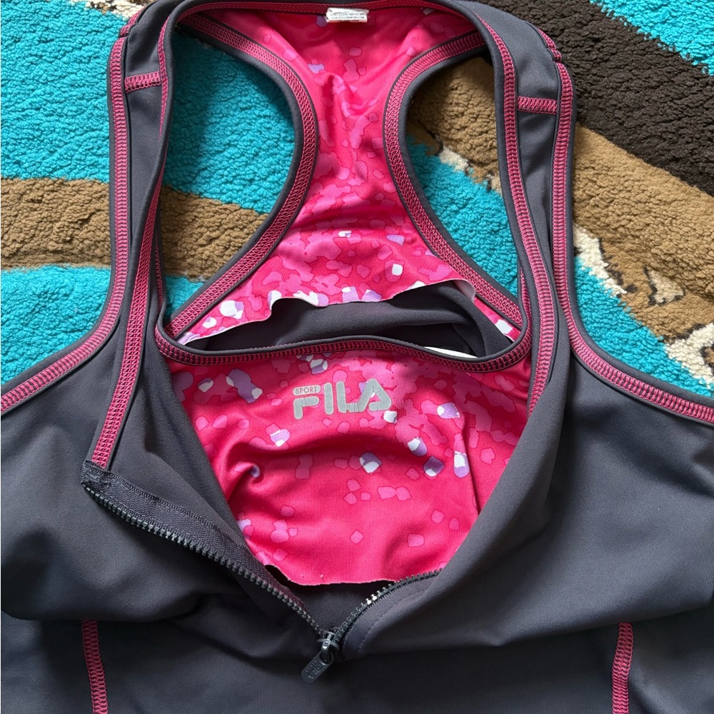 Fila Charcoal and Pink Performance Tank - Picture 8 of 8